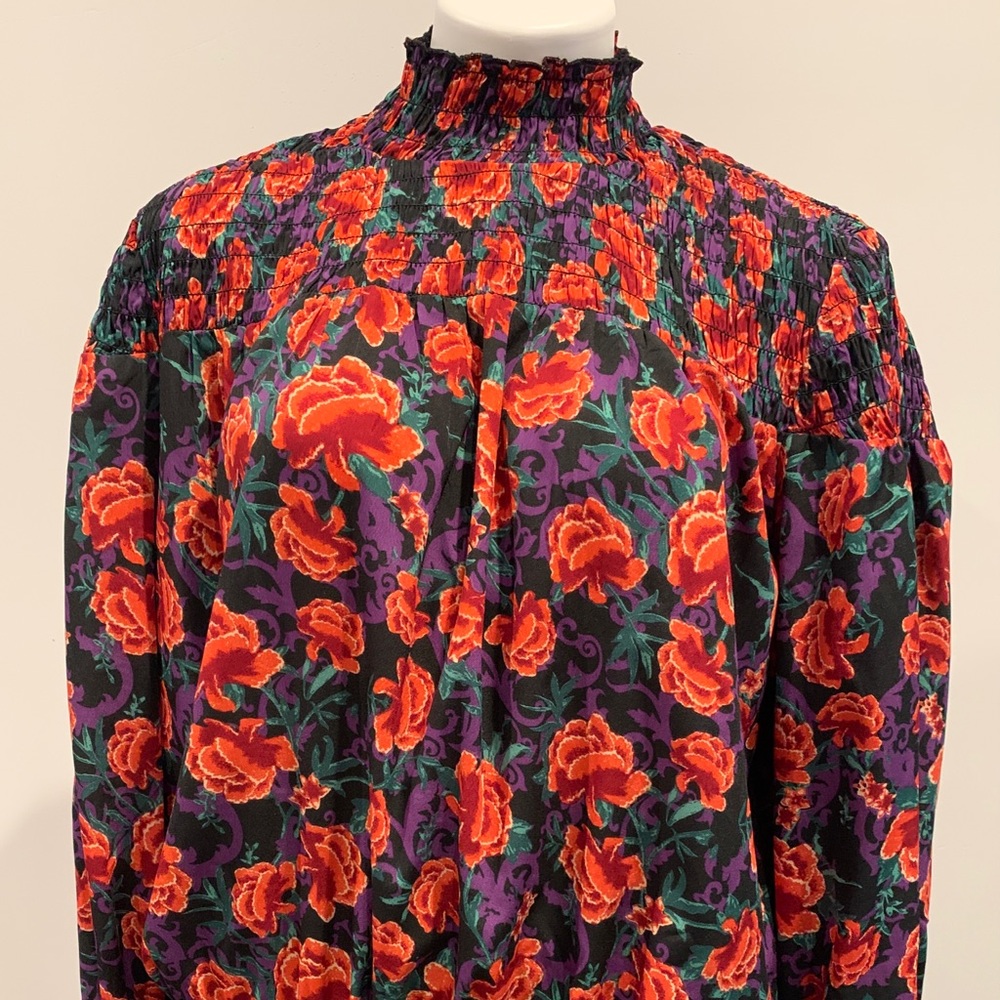 LMT: Calligraphie Floral Balloon Sleeve Top - Picture 6 of 16